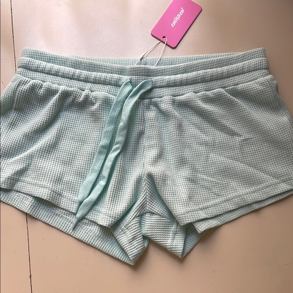 Edikted Aqua Waffle Knit Shorts - Picture 4 of 5